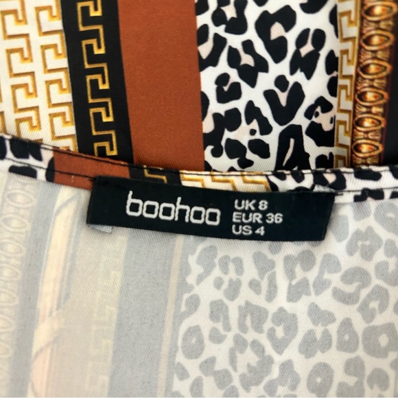 Boohoo Striped Animal Print Fit & Flare Midi Dress - Picture 6 of 8